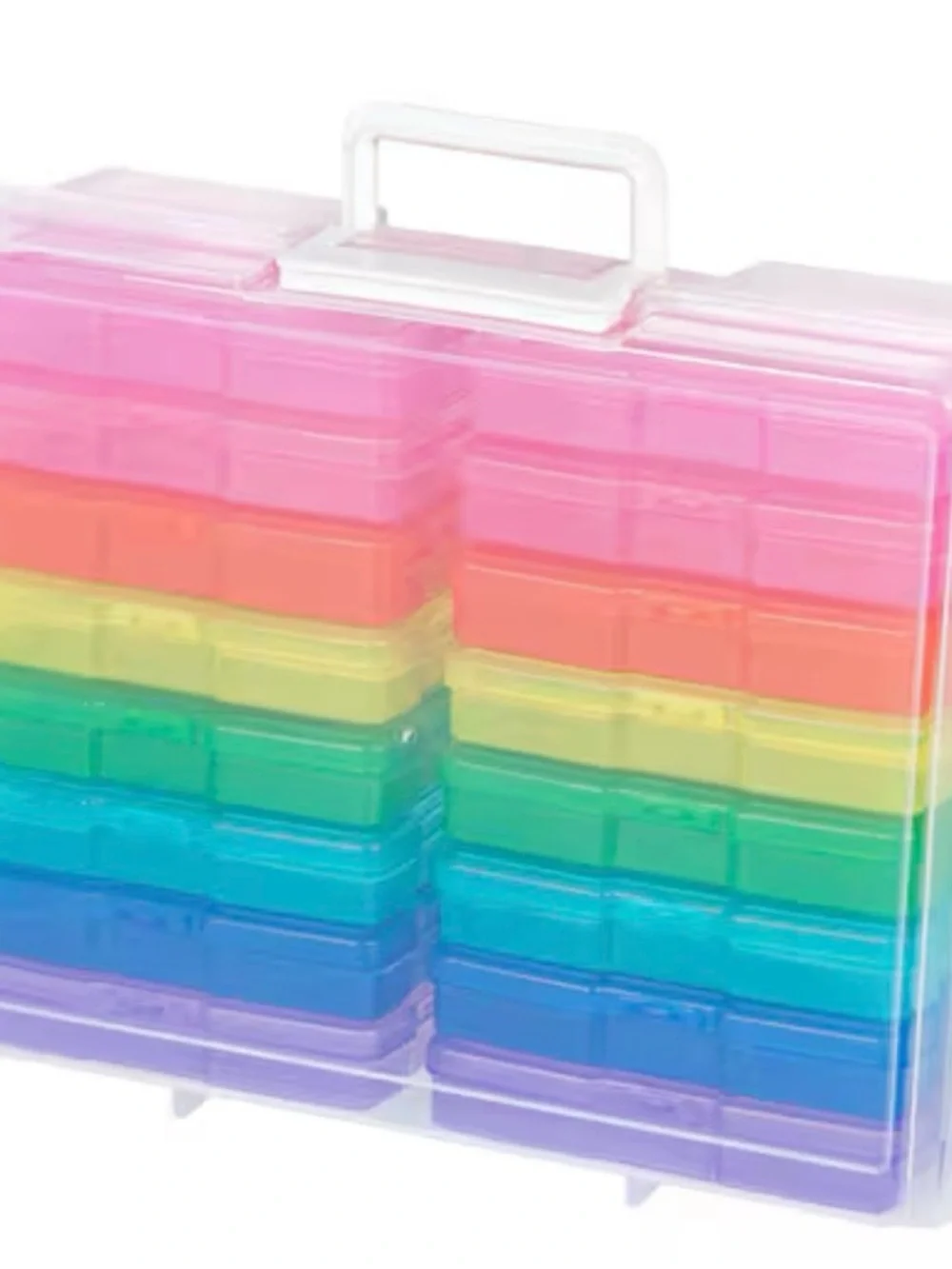 Rainbow Stackable Storage Case with White Handle